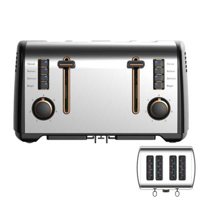 Anbolife XXL 4 rebanadas tostador logotipo eléctrico tostador portátil pan comercial de acero inoxidable tostador con 7 configuraciones de sombra