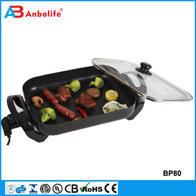 bandeja de alimento de aluminio de hierro fundido rectangular bandeja de pizza antiadherente con tapa de vidrio templado