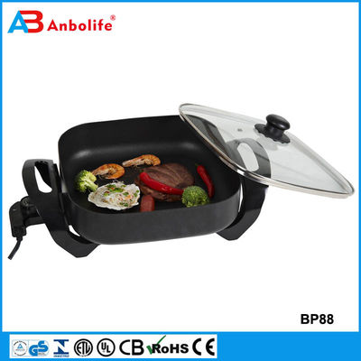 bandeja de alimento de aluminio de hierro fundido rectangular bandeja de pizza antiadherente con tapa de vidrio templado