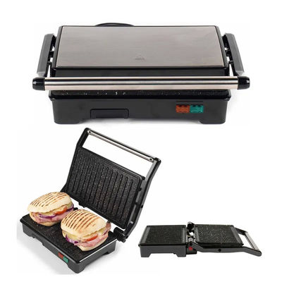 Panini Presionar Sandwich fabricante Superficie no adhesiva Doble calentador de acero inoxidable Desayuno fabricante de contacto parrilla Queso huevo tocino
