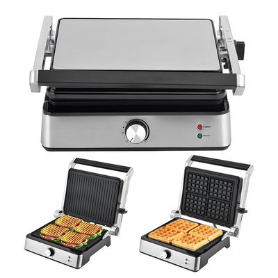 Panini Presionar Sandwich fabricante Superficie no adhesiva Doble calentador de acero inoxidable Desayuno fabricante de contacto parrilla Queso huevo tocino