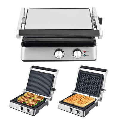 4 rebanadas Grill eléctrico con placas desmontables fabricante de gofres Sandwich Panini Prensa Grill de contacto 2200W placas intercambiables