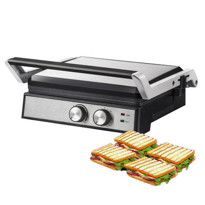 4 rebanadas Grill eléctrico con placas desmontables fabricante de gofres Sandwich Panini Prensa Grill de contacto 2200W placas intercambiables