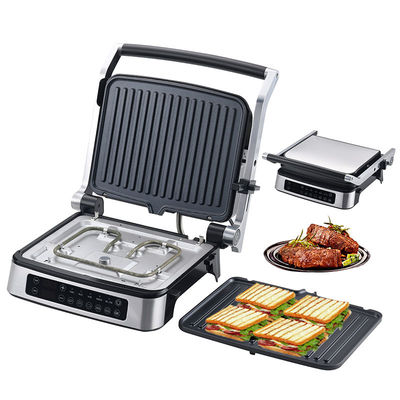 Placa desmontable BBQ Panini Grill Grill de prensa Grill interior sin humo Grill de pantalla táctil LED Grill de contacto digital