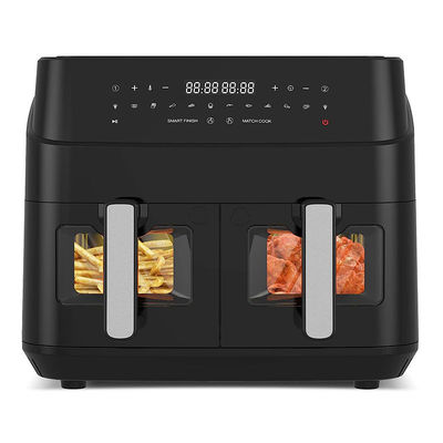 9L Friteca de aire de doble canasta con ventana de cristal 2600W Friteca de aire de doble zona digital inteligente