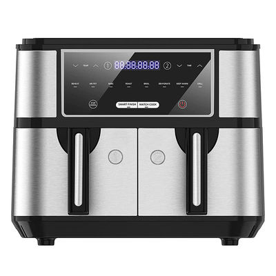 9L Friteca de aire de doble canasta con ventana de cristal 2600W Friteca de aire de doble zona digital inteligente