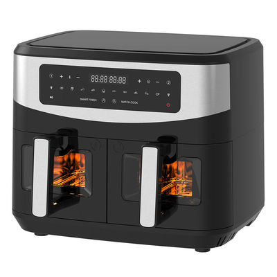 Fritadora de aire doble de 2400W 9L con ventana transparente 12 preestablecida para cocinar