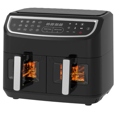 Fritadora de aire doble de 2400W 9L con ventana transparente 12 preestablecida para cocinar