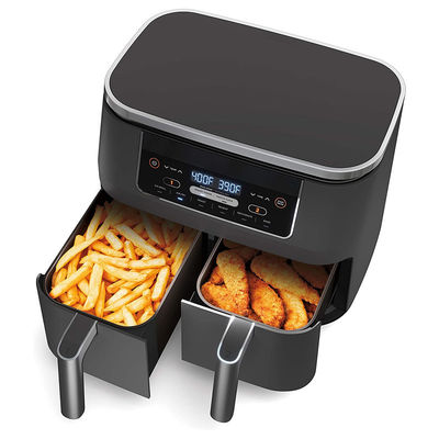 Cocina pequeña hogar eléctrico 8L freidora de aire digital 1700W cocinera de acero inoxidable zona doble cesta