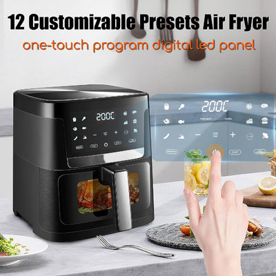 7L con ventana freidora de aire de acero inoxidable horno LED pantalla táctil para 12 presets fácil limpieza 1800w hogar
