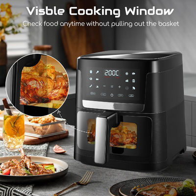 7L con ventana freidora de aire de acero inoxidable horno LED pantalla táctil para 12 presets fácil limpieza 1800w hogar