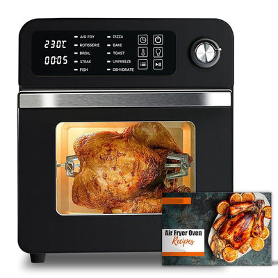 Friterías eléctricas de aire de 15L con rotisería para la familia 10 en 1 Friterías de aire de acero inoxidable tostadora horno parrilla