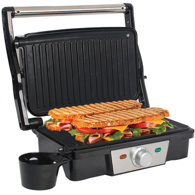 Grill de prensa eléctrica de contacto de perilla 2 rodajas Mini Panini automático con superficie ultra antiadherente