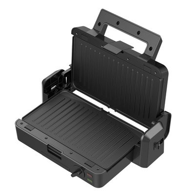 Grill de contacto desmontable de 1200W 3 placas 105 180 grados Temperatura abierta Ajustar perno eléctrico PTFE no adhesivo para barbacoa doméstica