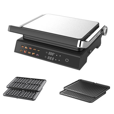Display de parrilla eléctrica de contacto digital de 2000W Control de temperatura ajustable Conmutador de tiempo abierto 105 180 grados Con PTFE