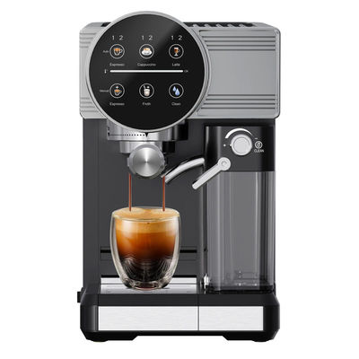 Máquina para hacer café de expreso de plata con espuma de leche manual para café con leche construida en molino