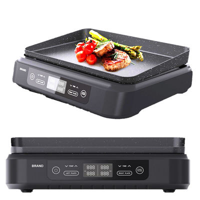 2 Fragmentos Profundo Xxl Grill Sandwich Maker Control de temperatura ajustable Fuente de energía eléctrica desmontable Ptfe Uso doméstico