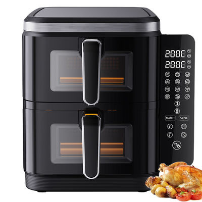 6l + 6l Freidora de aire de doble pila 2800w Antiadherente con revestimiento moderno de control digital cuadrado Menú de pantalla plegable LED