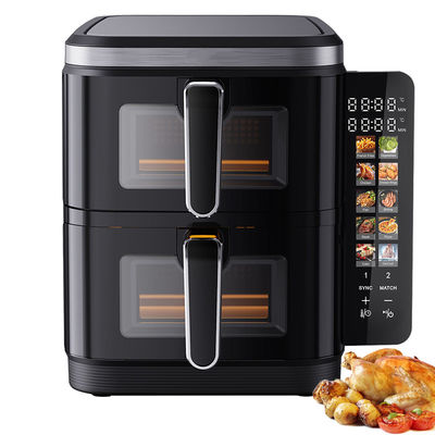 6l + 6l Freidora de aire de doble pila 2800w Antiadherente con revestimiento moderno de control digital cuadrado Menú de pantalla plegable LED