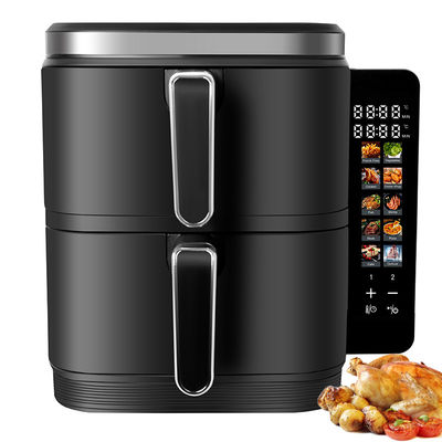6l + 6l Freidora de aire de doble pila 2800w Antiadherente con revestimiento moderno de control digital cuadrado Menú de pantalla plegable LED
