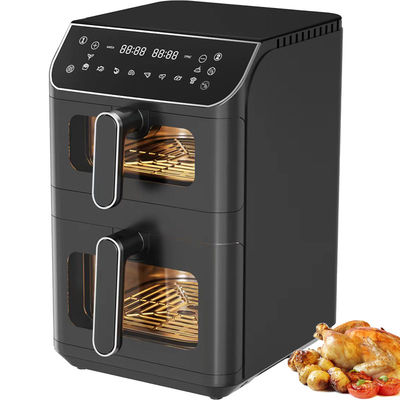 6l + 6l Freidora de aire de doble pila 2800w Antiadherente con revestimiento moderno de control digital cuadrado Menú de pantalla plegable LED