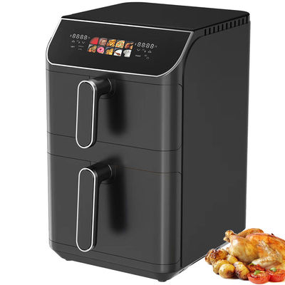 6l + 6l Freidora de aire de doble pila 2800w Antiadherente con revestimiento moderno de control digital cuadrado Menú de pantalla plegable LED