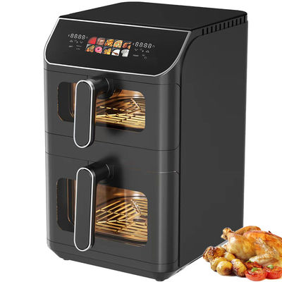 6l + 6l Freidora de aire de doble pila 2800w Antiadherente con revestimiento moderno de control digital cuadrado Menú de pantalla plegable LED