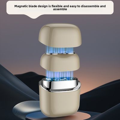 Mini afeitadora eléctrica portátil de doble cabezal totalmente lavable con diseño flotante magnético para hombres