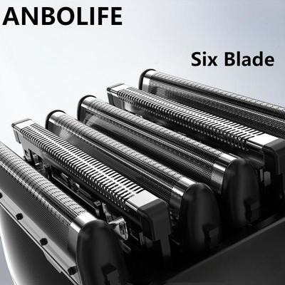 ANBOLIFE 6 Cuchilla de afeitar eléctrica con succión magnética y batería de litio 900mAh - IPX7 Aparato de afeitar de papel impermeable para hombres