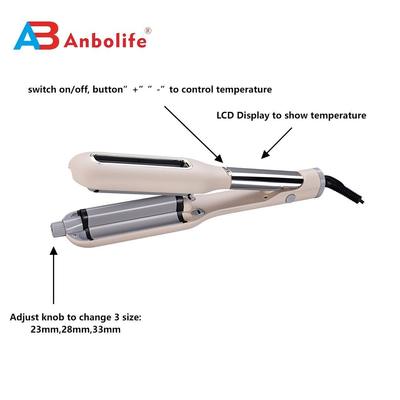 Ferro de rizado de tamaño ajustable con calefacción rápida y 1 año de garantía para peinado profesional