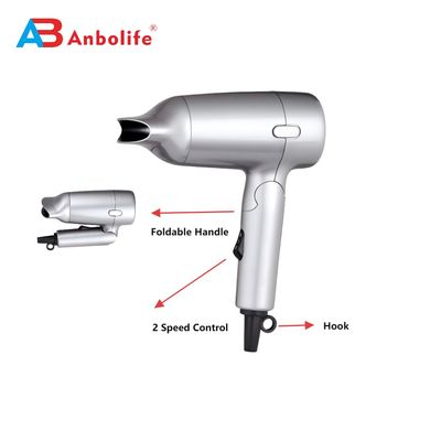 Secador de pelo plegable ANBOLIFE Professional 1200W con 2 ajustes de velocidad y motor de CC de alta velocidad para un secado rápido