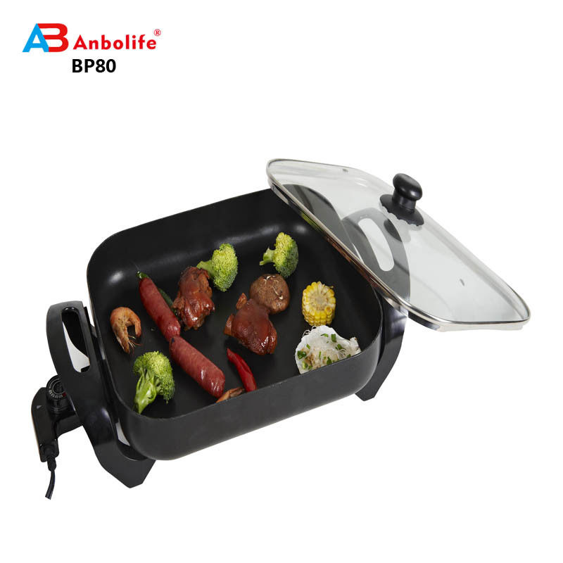 Skillet eléctrico de Culina 18/10 de acero inoxidable, interior no adhesivo, con tapa de vidrio de 12 pulgadas Ptfe redondo sin pfoa caja fuerte para lavavajillas