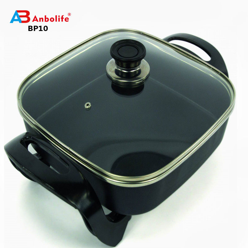 bandeja de alimento de aluminio de hierro fundido rectangular bandeja de pizza antiadherente con tapa de vidrio templado
