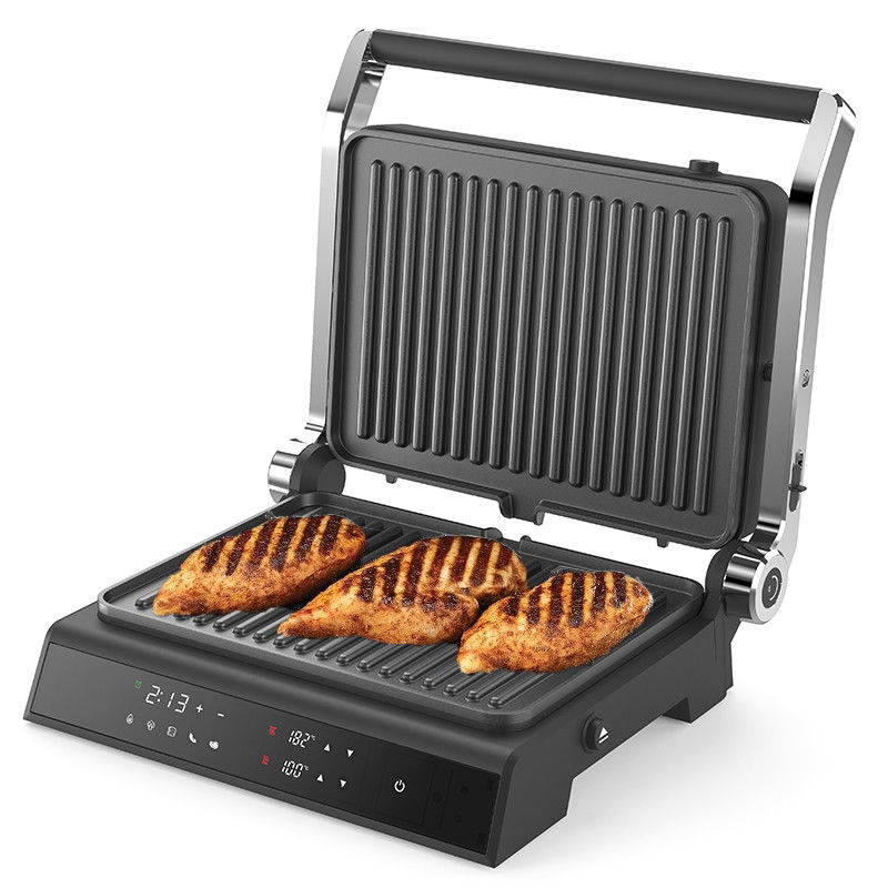 Placa desmontable BBQ Panini Grill Grill de prensa Grill interior sin humo Grill de pantalla táctil LED Grill de contacto digital