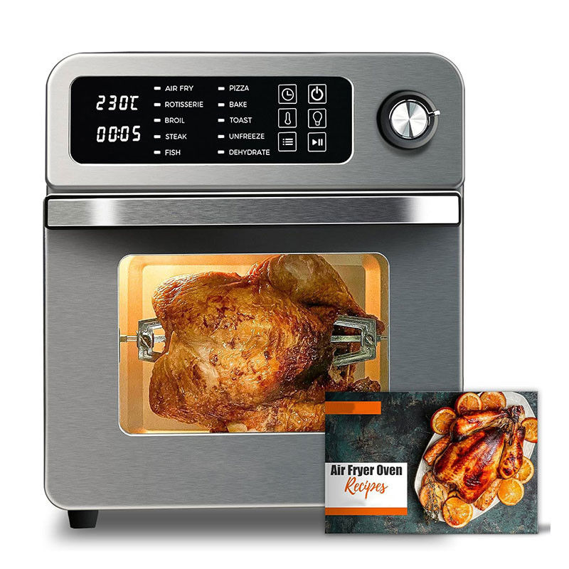 Friterías eléctricas de aire de 15L con rotisería para la familia 10 en 1 Friterías de aire de acero inoxidable tostadora horno parrilla