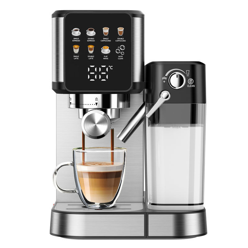 Máquina para hacer café de expreso de plata con espuma de leche manual para café con leche construida en molino