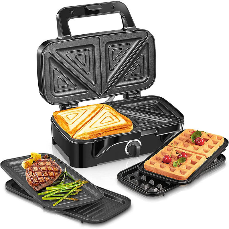 2 Fragmentos Profundo Xxl Grill Sandwich Maker Control de temperatura ajustable Fuente de energía eléctrica desmontable Ptfe Uso doméstico